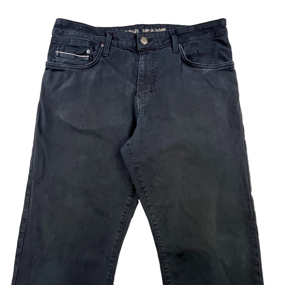 Mavi Jeans Matt Relaxed Straight Leg Size 36x32 Black Washed Stretch Denim